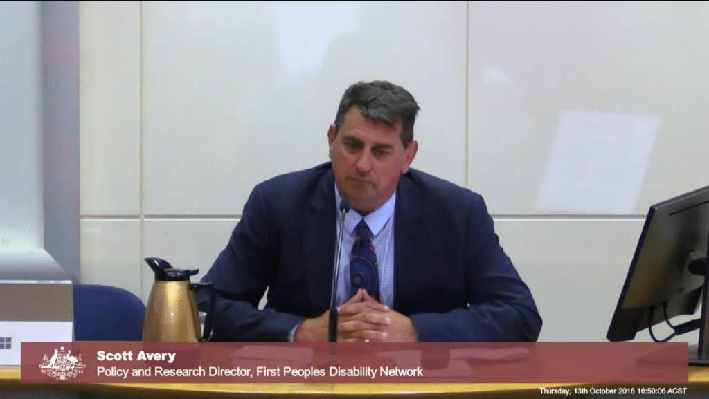 Scott Avery giving evidence. 