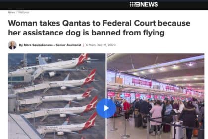 Nine News Qantas assistance animals 2 1