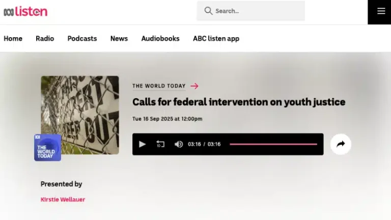 ABC the World Today: Calls for federal intervention on youth justice