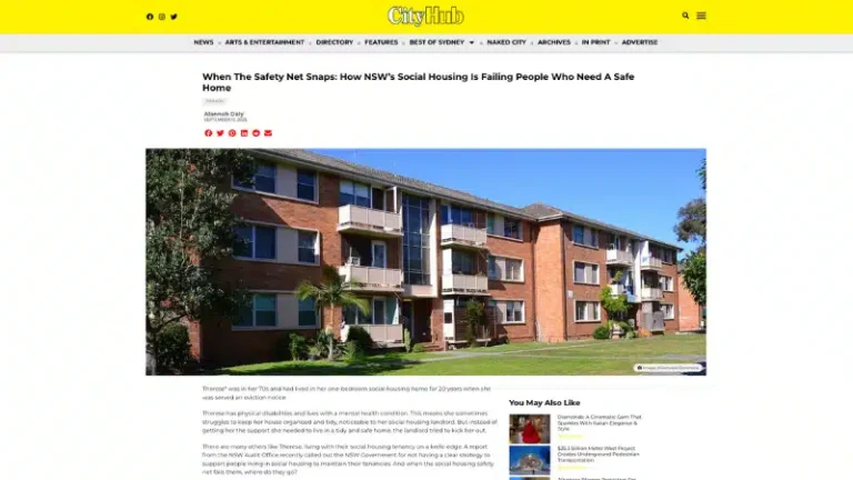 City Hub: When The Safety Net Snaps: How NSW’s Social Housing Is Failing People Who Need A Safe Home