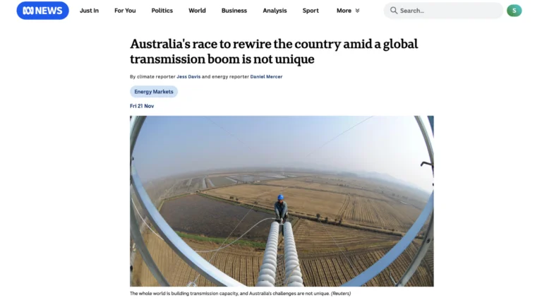 ABC: Australia’s race to rewire the country amid a global transmission boom is not unique