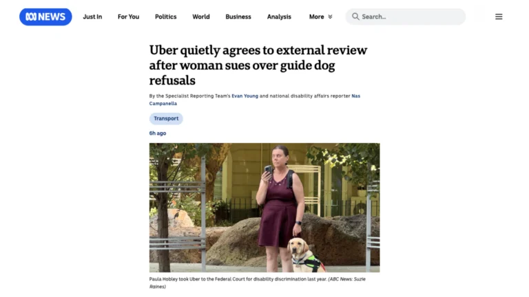 ABC News: Uber quietly agrees to external review after woman sues over guide dog refusals