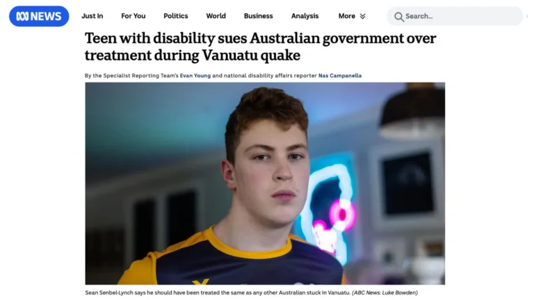 ABC: Teen with disability sues Australian government over treatment during Vanuatu quake