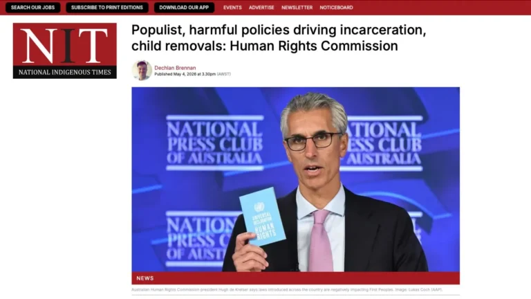 National Indigenous Times: Populist, harmful policies driving incarceration, child removals: Human Rights Commission