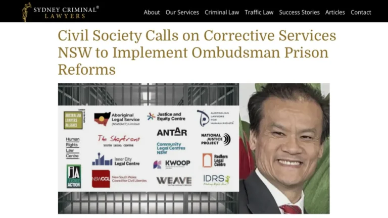 Sydney Criminal Lawyers: Civil Society Calls on Corrective Services NSW to Implement Ombudsman Prison Reforms