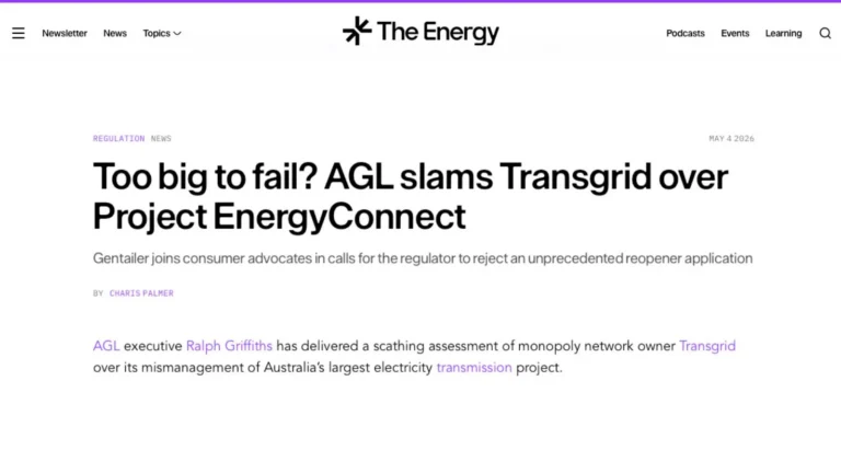 The Energy: Too big to fail? AGL slams Transgrid over Project EnergyConnect