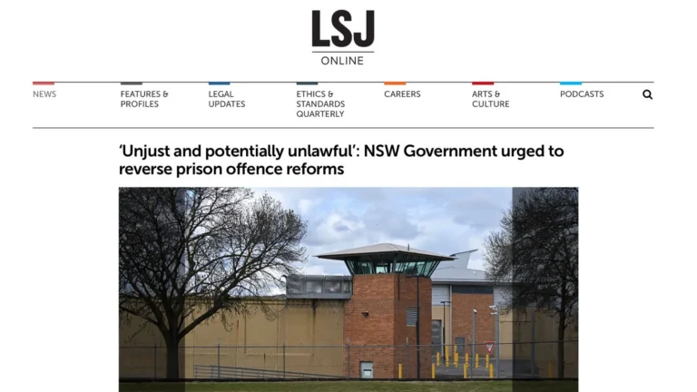 LSJ: NSW Government urged to reverse prison offence reforms