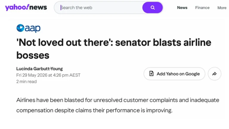 Yahoo/AAP: ‘Not loved out there’: senator blasts airline bosses