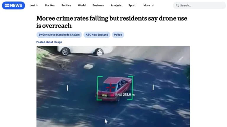 ABC News Coverage: Moree crime rates falling but residents say drone use is overreach
