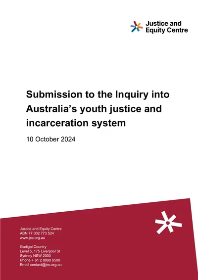 Submission to the 2024 Senate Inquiry into Australia’s youth justice and incarceration system thumbnail