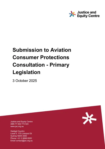 Submission to Aviation Consumer Protections Consultation – Primary Legislation thumbnail