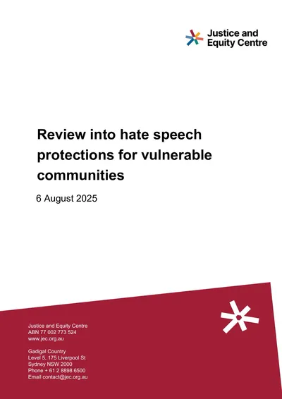 Submission to the review into hate speech protections for vulnerable communities thumbnail