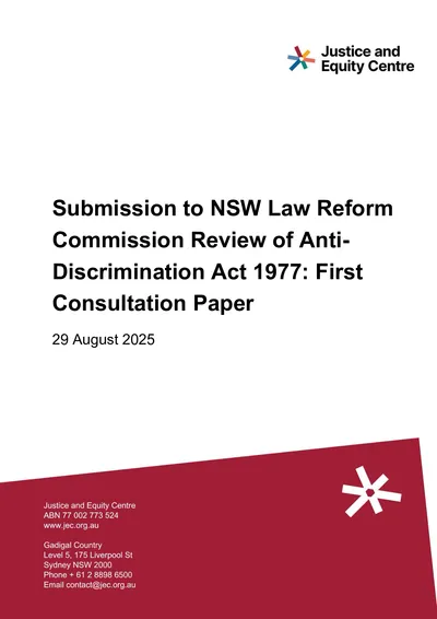 Submission to NSW Law Reform Commission Review of Anti-Discrimination Act 1977: First Consultation Paper thumbnail