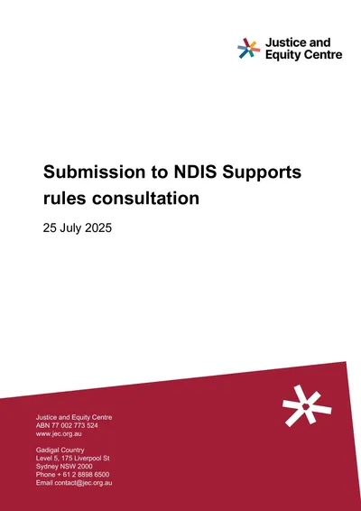 Submission to NDIS Supports rules consultation thumbnail
