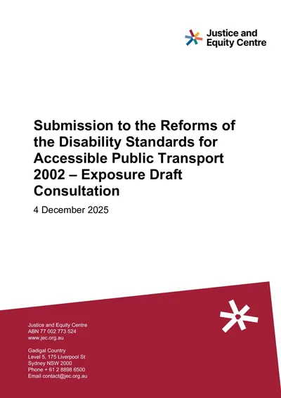 Submission to the Reform of the Disability Standards for Accessible Public Transport 2002 (Cth) (‘Transport Standards’) 2025 Exposure Draft thumbnail