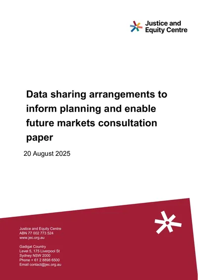 Data sharing arrangements to inform planning and enable future markets consultation paper thumbnail