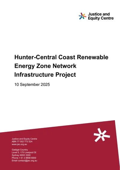 Submission to the AER’s Hunter-Central Coast Renewable Energy Zone Network Infrastructure Project Preliminary Position Paper thumbnail