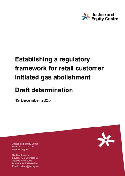 Submission to the AEMC draft determination on Establishing the Regulatory Framework for Retail Customer-Initiated Gas Abolishment thumbnail