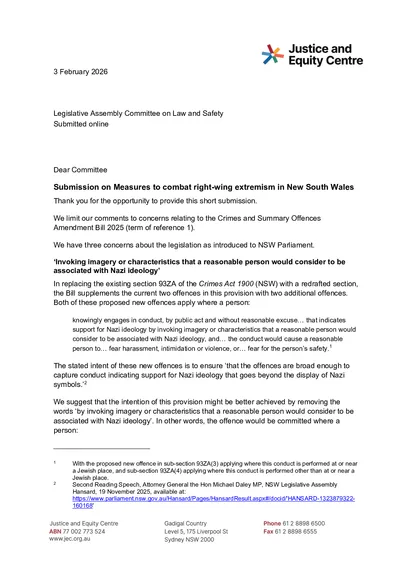 Submission to Parliamentary Inquiry into Measures to combat right-wing extremism in NSW thumbnail