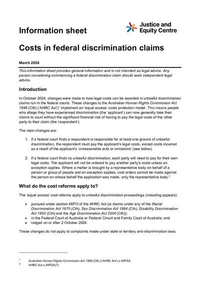 Costs in federal discrimination claims thumbnail
