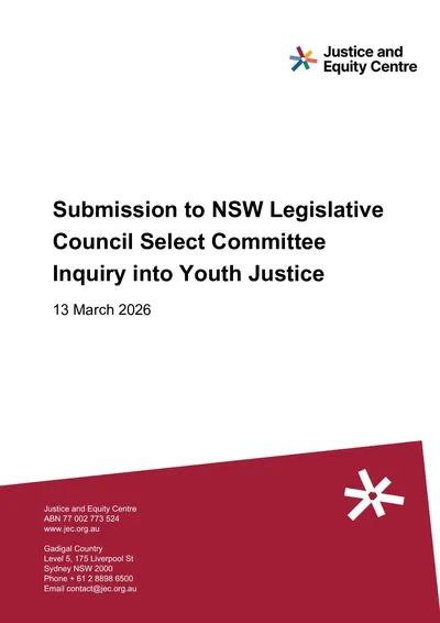 Submission to NSW Legislative Council Select Committee Inquiry into Youth Justice thumbnail