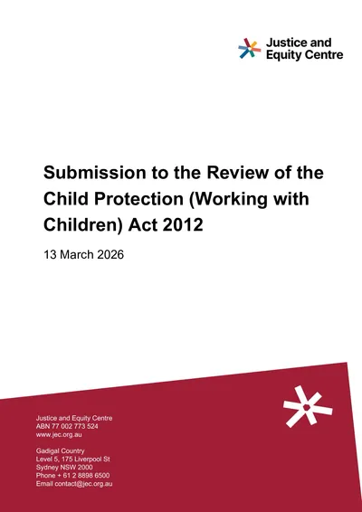 Submission to the Review of the Child Protection (Working with Children) Act 2012 thumbnail