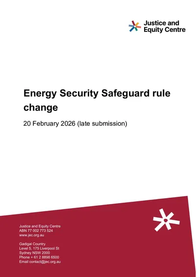 Submission in response to the DCCEEW’s Energy Security Safeguard Policy and Rule Change Consultation Papers  thumbnail