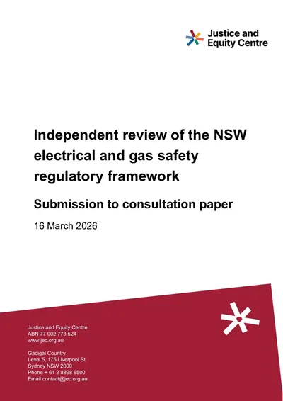 Submission in response to the NSW DCCEEW’s independent review of the NSW Electrical and Gas Safety Regulatory Framework consultation paper thumbnail