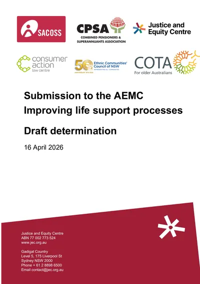Joint submission in response to the AEMC’s Improving Life Support Processes draft determination  thumbnail