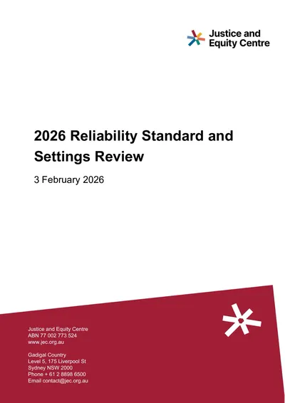 Submission in response to the AEMC Reliability Panel’s 2026 Reliability Standard and Settings Review draft report thumbnail