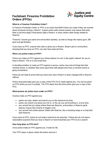 Factsheet: Firearms Prohibition Orders (FPOs) thumbnail