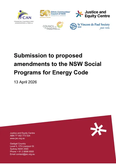 Joint submission in response to proposed amendments to the NSW Social Programs for Energy Code thumbnail