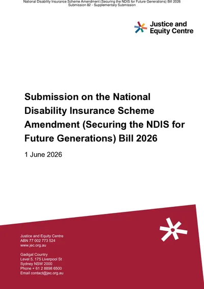 Submission on the National Disability Insurance Scheme Amendment (Securing the NDIS forFuture Generations) Bill 2026 thumbnail