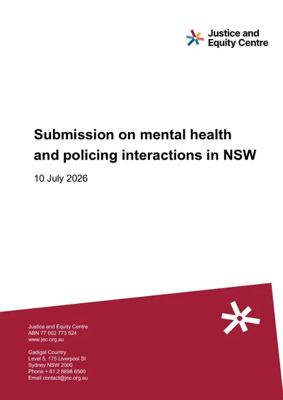 Submission on mental health and policing interactions in NSW thumbnail