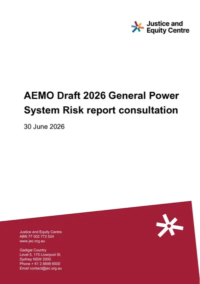 Submission in response to the AEMO’s Draft 2026 General Power System Risk Review report consultation paper thumbnail
