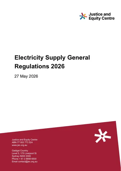Submission in response to the DCCEEW’s Energy Supply General and Safety and Network Management Regulations 2026 consultation paper thumbnail