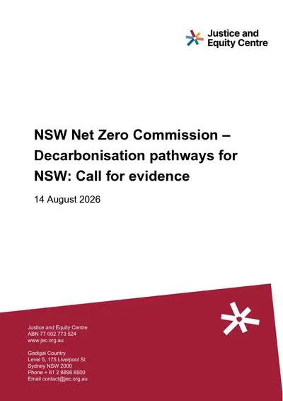 Submission in response to the NSW Net Zero Commission – Decarbonisation pathways for NSW: Call for evidence thumbnail