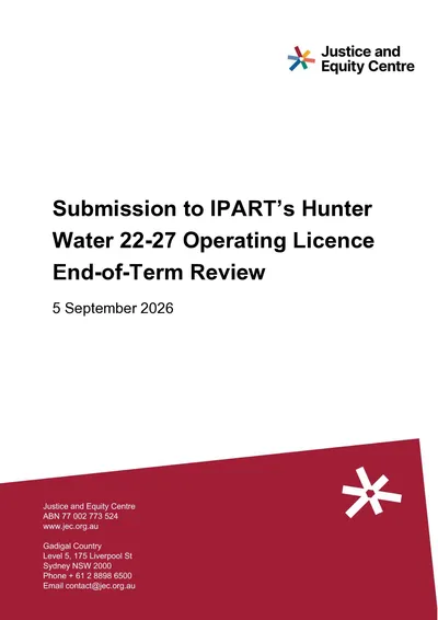 Submission in response to IPART’s Hunter Water 22-27 Operating Licence End-of-Term Review thumbnail
