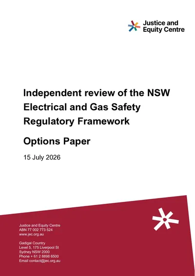Submission in response to the NSW DCCEEW’s independent review of the NSW Electrical and Gas Safety Regulatory Framework options paper thumbnail