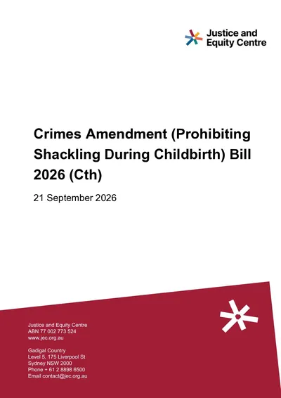 Submission to the inquiry into Crimes Amendment (Prohibiting Shackling During Childbirth) Bill thumbnail