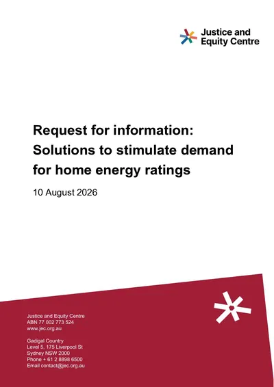 Submission in response to DCEEW’s RFI: Solutions to stimulate demand for home energy ratings thumbnail